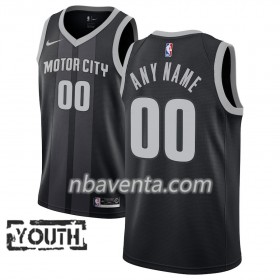 Camiseta Niños Detroit Pistons Personalizadas 2018-19 Nike City Edition Negro Azul Swingman